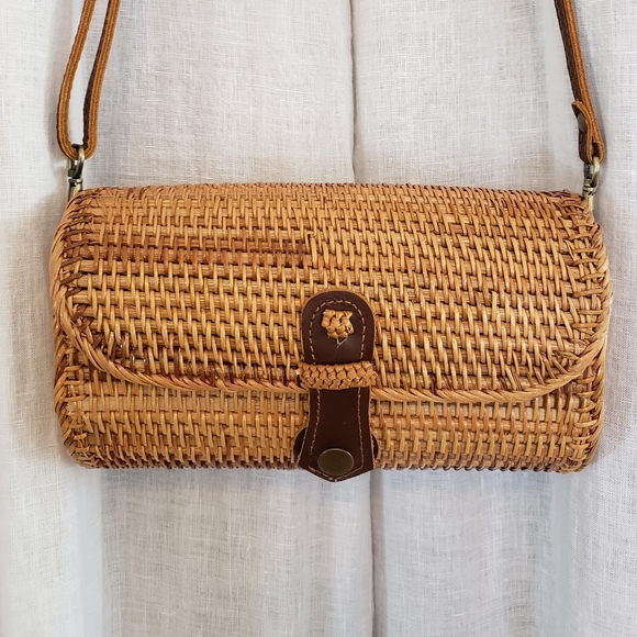 Anthropologie Handbags - Anthro Bali Rattan Crossbody bag